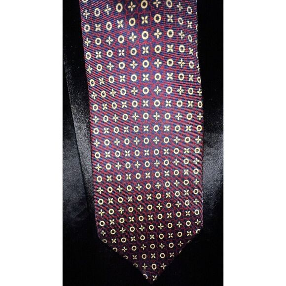 Vintage Silk Burberry London Men's Red, Blue, Gold, Tie, Luxury, Designer. - Picture 14 of 14